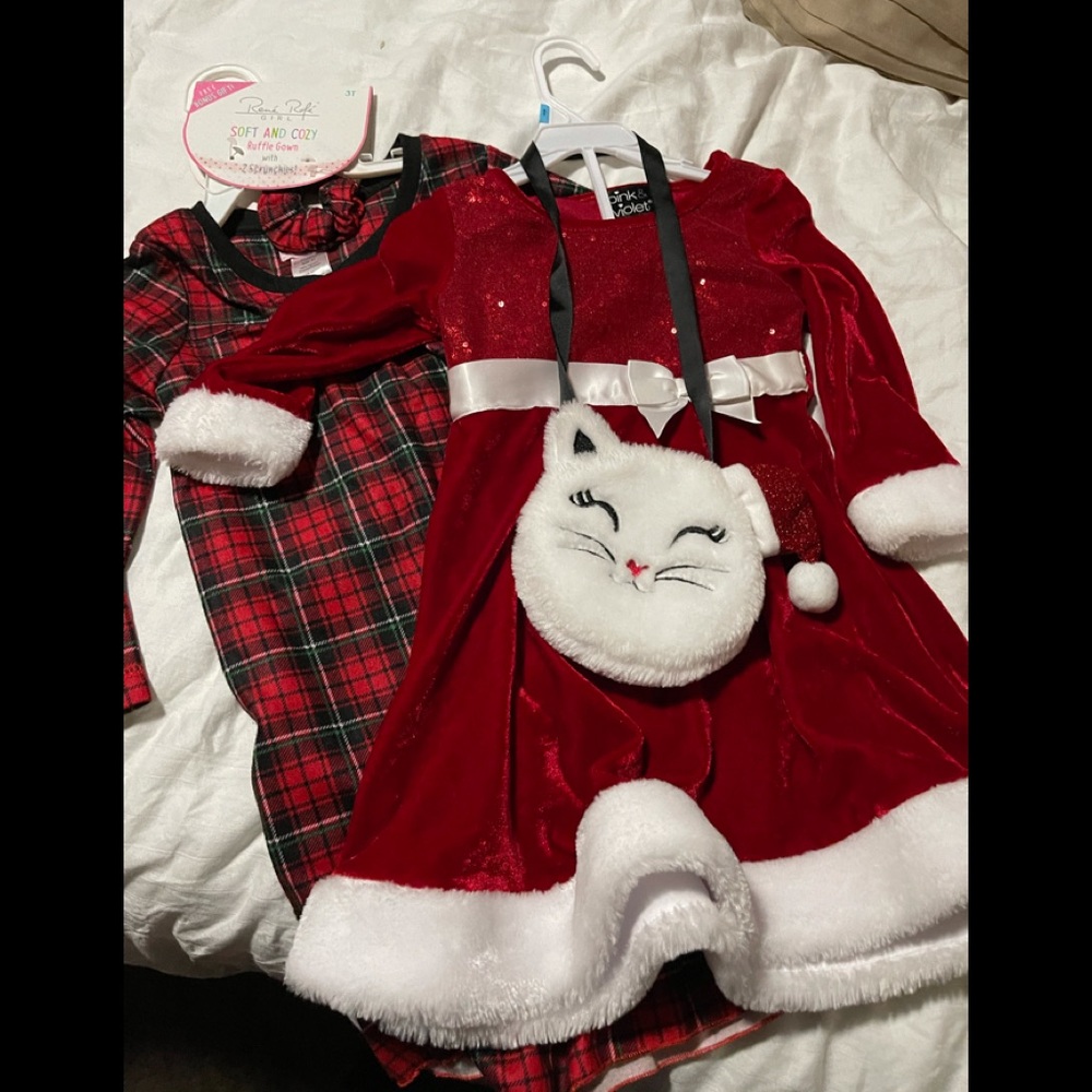 Christmas dress and pajamas bundle. Size 3t